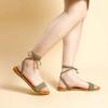 imageTrary Womens Lace Up Open Toe Strappy Sandals Ankle Wrap Flat Dressy Tie Up Summer FootwearKhaki Green