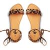 imageTrary Womens Lace Up Open Toe Strappy Sandals Ankle Wrap Flat Dressy Tie Up Summer FootwearLeopard