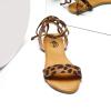 imageTrary Womens Lace Up Open Toe Strappy Sandals Ankle Wrap Flat Dressy Tie Up Summer FootwearLeopard