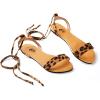 imageTrary Womens Lace Up Open Toe Strappy Sandals Ankle Wrap Flat Dressy Tie Up Summer FootwearLeopard