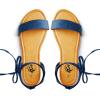 imageTrary Womens Lace Up Open Toe Strappy Sandals Ankle Wrap Flat Dressy Tie Up Summer FootwearNavy Blue