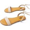 imageTrary Womens Lace Up Open Toe Strappy Sandals Ankle Wrap Flat Dressy Tie Up Summer FootwearNude