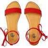 imageTrary Womens Lace Up Open Toe Strappy Sandals Ankle Wrap Flat Dressy Tie Up Summer FootwearRed