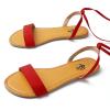 imageTrary Womens Lace Up Open Toe Strappy Sandals Ankle Wrap Flat Dressy Tie Up Summer FootwearRed
