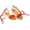 imageTrary Womens Lace Up Open Toe Strappy Sandals Ankle Wrap Flat Dressy Tie Up Summer FootwearRed