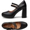 imageTrary Mary Jane Shoes Women Heels Platform Chunky Block High Heels with Double Strap Womens Pumps Comfortable Dress Pumps for Party Wedding Office Round Toe Heel ShoesBlack Pu