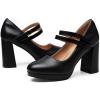 imageTrary Mary Jane Shoes Women Heels Platform Chunky Block High Heels with Double Strap Womens Pumps Comfortable Dress Pumps for Party Wedding Office Round Toe Heel ShoesBlack Pu