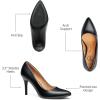 imageTrary Womens High Heel Dress Pump Pointed Toe Shoe Classic Office Special Dressy Casua Wedding Pump ShoesBblack Pu