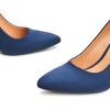 imageTrary Womens High Heel Dress Pump Pointed Toe Shoe Classic Office Special Dressy Casua Wedding Pump ShoesNavy Blue