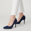 imageTrary Womens High Heel Dress Pump Pointed Toe Shoe Classic Office Special Dressy Casua Wedding Pump ShoesNavy Blue