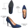 imageTrary Womens High Heel Dress Pump Pointed Toe Shoe Classic Office Special Dressy Casua Wedding Pump ShoesNavy Blue