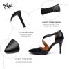 imageTrary Heels for Women Dress Closed Pointed Toe Stilettos High Heels Comfortable DOrsay Pumps with Elastic Straps Sexy Slip On Shoes for Work Office Wedding PartyPu Black