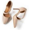 imageTrary Heels for Women Dress Closed Pointed Toe Stilettos High Heels Comfortable DOrsay Pumps with Elastic Straps Sexy Slip On Shoes for Work Office Wedding PartyPu Nude