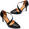 imageTrary Heels for Women Dress Closed Pointed Toe Stilettos High Heels Comfortable DOrsay Pumps with Elastic Straps Sexy Slip On Shoes for Work Office Wedding PartyPu Black