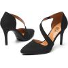 imageTrary Heels for Women Dress Closed Pointed Toe Stilettos High Heels Comfortable DOrsay Pumps with Elastic Straps Sexy Slip On Shoes for Work Office Wedding PartySuede Black