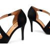 imageTrary Heels for Women Dress Closed Pointed Toe Stilettos High Heels Comfortable DOrsay Pumps with Elastic Straps Sexy Slip On Shoes for Work Office Wedding PartySuede Black