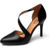 imageTrary Heels for Women Dress Closed Pointed Toe Stilettos High Heels Comfortable DOrsay Pumps with Elastic Straps Sexy Slip On Shoes for Work Office Wedding PartyPu Black