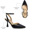 imageTrary Heels Women Pumps Closed Toe Ankle Strap Pointed Toe Heeled Sandals for Women Stiletto Wedding Dress ShoesBlack Pu