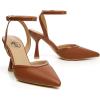 imageTrary Heels Women Pumps Closed Toe Ankle Strap Pointed Toe Heeled Sandals for Women Stiletto Wedding Dress ShoesBrown Pu
