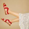 imageTrary Womens Dressy Summer Sandals Elastic Cute Open Toe Wide Sandalias Para MujerRed