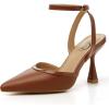imageTrary Heels Women Pumps Closed Toe Ankle Strap Pointed Toe Heeled Sandals for Women Stiletto Wedding Dress ShoesBrown Pu