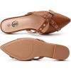 imageTrary Mules for WomenComfortable Pointed Toe FlatsBackless Loafers SlipOns Womens ClogsBusiness Casual Fall Winter Shoes Women Dressy Brown