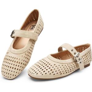 imageTrary Mary Jane Shoes Women Mary Jane Flats for Women Ballet Flats Shoes Round Toe Mary Jane Flats Shoes Dressy ComfortableAbeige
