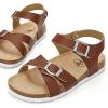 image:imageTrary Girls Sandals Open Toe Casual Summer Shoes with Cork Footbed Comfortable Flat Sandals for Little KidsDark Brown