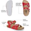 image:imageTrary Girls Sandals Open Toe Casual Summer Shoes with Cork Footbed Comfortable Flat Sandals for Little KidsRed