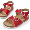 image:imageTrary Girls Sandals Open Toe Casual Summer Shoes with Cork Footbed Comfortable Flat Sandals for Little KidsRed