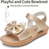image:imageTrary Toddler Sandals for Baby Girls Boys Summer Sandals Cute Kids Shoes Lightweight Open Toe Sandals Beach Holiday Unisex Child SandalsGold Bowknot