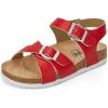 image:imageTrary Girls Sandals Open Toe Casual Summer Shoes with Cork Footbed Comfortable Flat Sandals for Little KidsRed