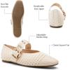 image:imageTrary Knit Flats for Women Square Toe Ballet Flats with Buckle Straps Mary Jane Shoes Women Comfortable Casual Dress Shoes for Work Daily WearKnitbeige
