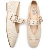image:imageTrary Knit Flats for Women Square Toe Ballet Flats with Buckle Straps Mary Jane Shoes Women Comfortable Casual Dress Shoes for Work Daily WearKnitbeige