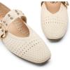 image:imageTrary Knit Flats for Women Square Toe Ballet Flats with Buckle Straps Mary Jane Shoes Women Comfortable Casual Dress Shoes for Work Daily WearKnitbeige