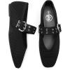 image:imageTrary Knit Flats for Women Square Toe Ballet Flats with Buckle Straps Mary Jane Shoes Women Comfortable Casual Dress Shoes for Work Daily WearKnitblack