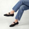 image:imageTrary Knit Flats for Women Square Toe Ballet Flats with Buckle Straps Mary Jane Shoes Women Comfortable Casual Dress Shoes for Work Daily WearKnitblack