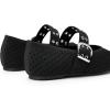 image:imageTrary Knit Flats for Women Square Toe Ballet Flats with Buckle Straps Mary Jane Shoes Women Comfortable Casual Dress Shoes for Work Daily WearKnitblack