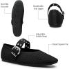 image:imageTrary Knit Flats for Women Square Toe Ballet Flats with Buckle Straps Mary Jane Shoes Women Comfortable Casual Dress Shoes for Work Daily WearKnitblack