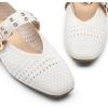 image:imageTrary Knit Flats for Women Square Toe Ballet Flats with Buckle Straps Mary Jane Shoes Women Comfortable Casual Dress Shoes for Work Daily WearOffwhite