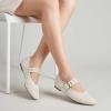 image:imageTrary Knit Flats for Women Square Toe Ballet Flats with Buckle Straps Mary Jane Shoes Women Comfortable Casual Dress Shoes for Work Daily WearOffwhite
