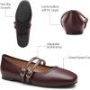 image:imageTrary Mary Jane Shoes Women Square Toe Flats for Women Dressy Ballet Flat Mary Jane Flats with Buckle Strap Comfortable Slip On Casual ShoesBurgundy