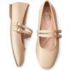 image:imageTrary Mary Jane Shoes Women Square Toe Flats for Women Dressy Ballet Flat Mary Jane Flats with Buckle Strap Comfortable Slip On Casual ShoesNude