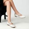 image:imageTrary Mary Jane Shoes Women Square Toe Flats for Women Dressy Ballet Flat Mary Jane Flats with Buckle Strap Comfortable Slip On Casual ShoesWhite
