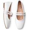 image:imageTrary Mary Jane Shoes Women Square Toe Flats for Women Dressy Ballet Flat Mary Jane Flats with Buckle Strap Comfortable Slip On Casual ShoesWhite