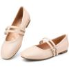 image:imageTrary Mary Jane Shoes Women Square Toe Flats for Women Dressy Ballet Flat Mary Jane Flats with Buckle Strap Comfortable Slip On Casual ShoesLight Pink