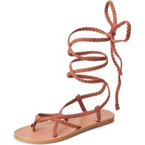 image:imageTrary Sandals Women Lace Up Sandals for Women Sandals for Women Dressy Summer Open Toe Gladiator Sandals Flat Sandals for Women Dressy Beach Sandals for Women Summer Sandals for Women 2023Brown