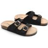 image:imageTrary Kids Sandals Boys Girls Double Buckle Slides Memory Foam Cork Footbed NonSlip Slides for Kids Non Slip Summer Beach Slippers for Toddler Little Big KidBlack