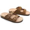 image:imageTrary Kids Sandals Boys Girls Double Buckle Slides Memory Foam Cork Footbed NonSlip Slides for Kids Non Slip Summer Beach Slippers for Toddler Little Big KidBrown