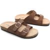 image:imageTrary Kids Sandals Boys Girls Double Buckle Slides Memory Foam Cork Footbed NonSlip Slides for Kids Non Slip Summer Beach Slippers for Toddler Little Big KidKhaki